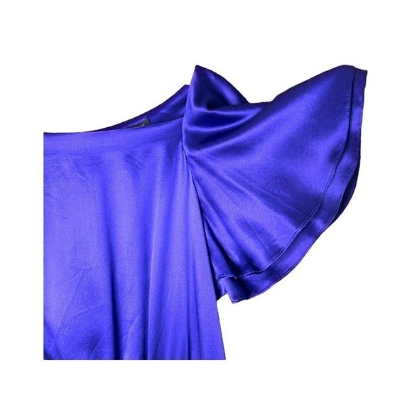 BANANA Republic Short Silk Dress Flutter Sleeve Indigo Blue Purple Womens 8 - Picture 4 of 6
